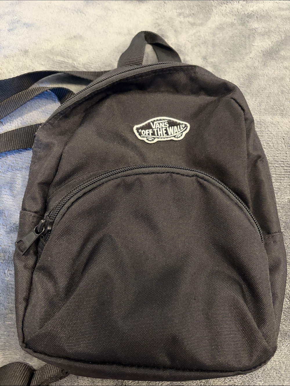 Vans Black Mini Backpack with White 'Off The Wall' Patch